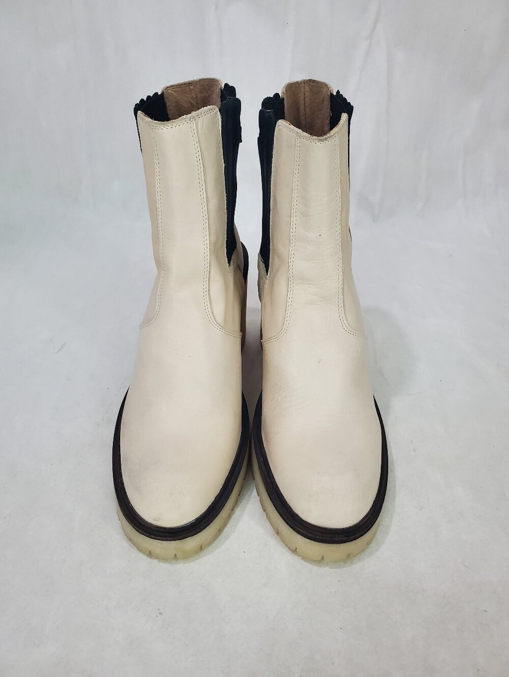 Free People James Chelsea Boots White/Bone 39.5 Leather Made In Spain Fall Boots - Picture 6 of 14